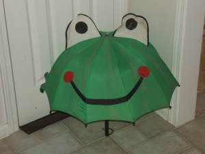 It is bad luck to open an umbrella in the house. If it's a frog umbrella, you're probably doomed.