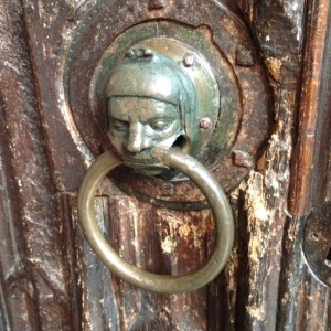 The sanctuary ring on the door of Holy Trinity, Stratford-upon-Avon. Dating from the 1200s, one who touched the ring could claim 37 days' sanctuary from the church which now holds Shakespeare's tomb.